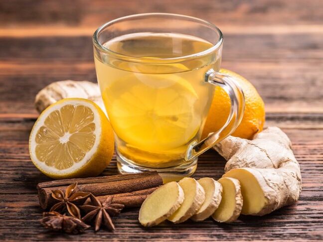 Ginger tea with lemon strengthens the immune system and potency perfectly